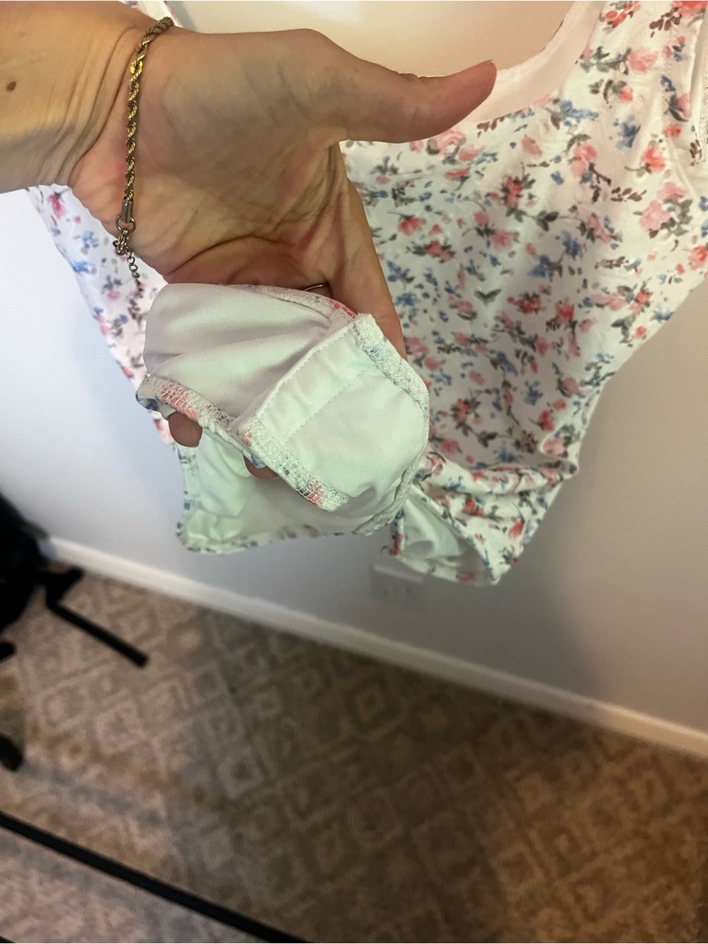 Floral Feminine Squareneck Fitted Bodysuit Size L - Picture 8 of 8